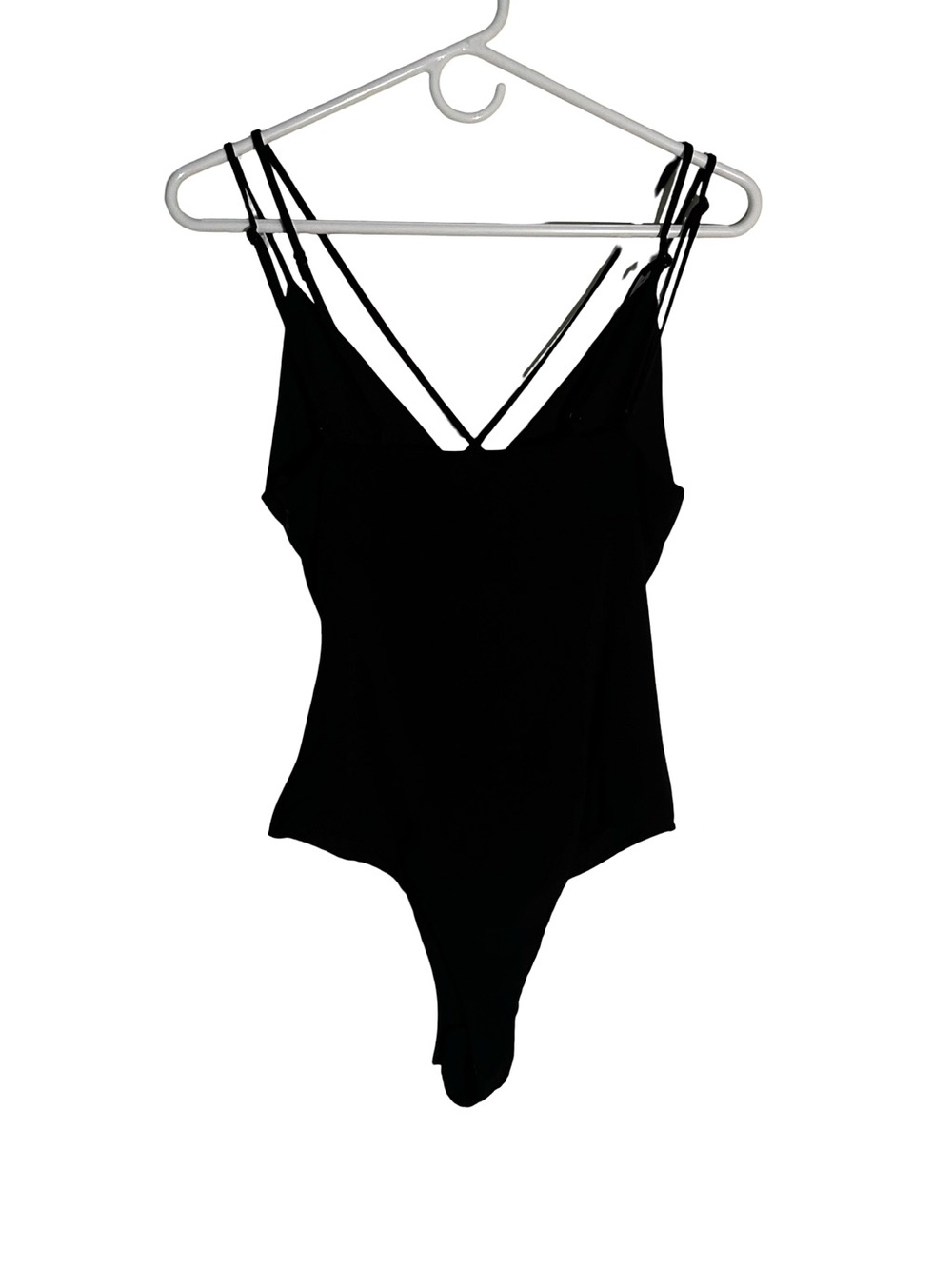 Zara Black V-Neck Double-Strap Bodysuit